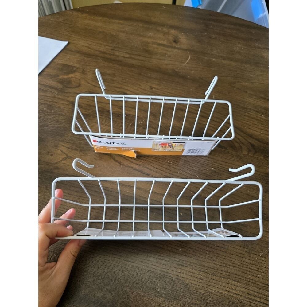 ClosetMaid Pocket Pal Wire Shelf Basket 3937 LOT OF 2 White Hook On Organizer B3 - Picture 8 of 16